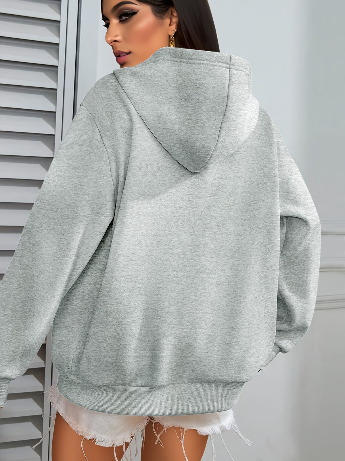 Women Mountain Ranges Graphic Hooded Sweatshirt, Casual Fashion Jacket, Sports Shirt Top, Outdoor Fashion Casual, 2026 New Daily Versatile Autumn And Winter Women Clothing - Light Grey
