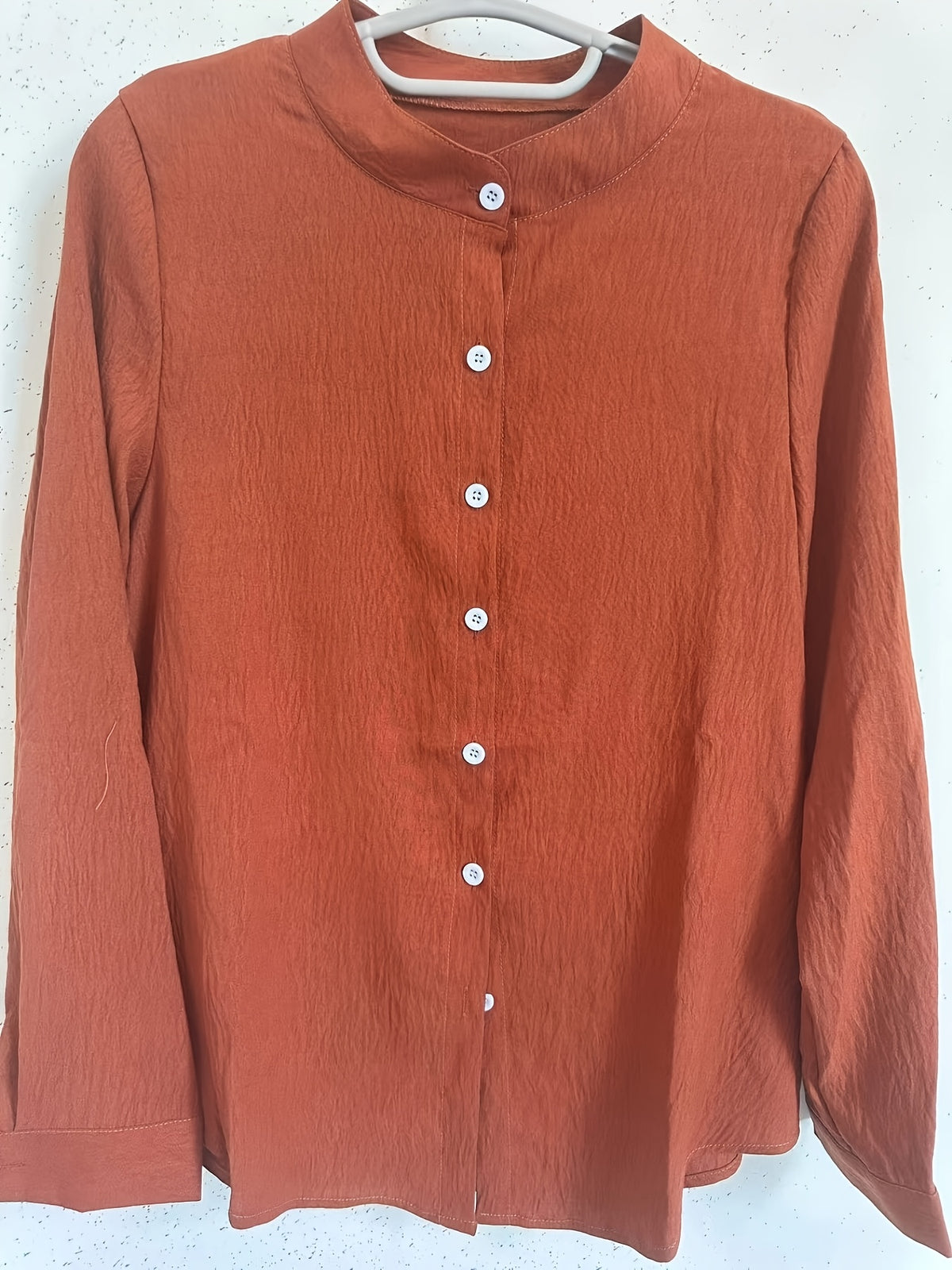 Elegant Special Edition Women'S Blouse - Long Sleeve Button-Up Solid Shirt, Breathable, Comfortable, Soft, Round Neck, Medium Stretch And Machine Washable, Suitable for Office, Commute, Or Formal Events, Refined Casual - Coral