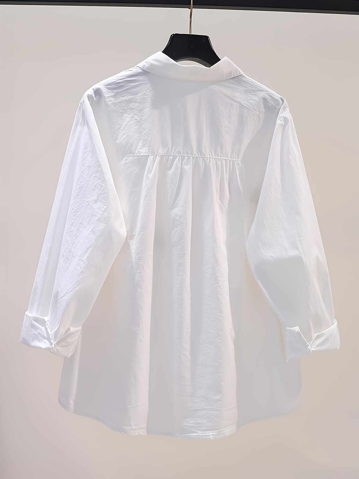 Women's Loose-Fit Long-Sleeve White Shirt with Cartoon Print, New Spring/Autumn Artistic Style Versatile Commuting Top - White