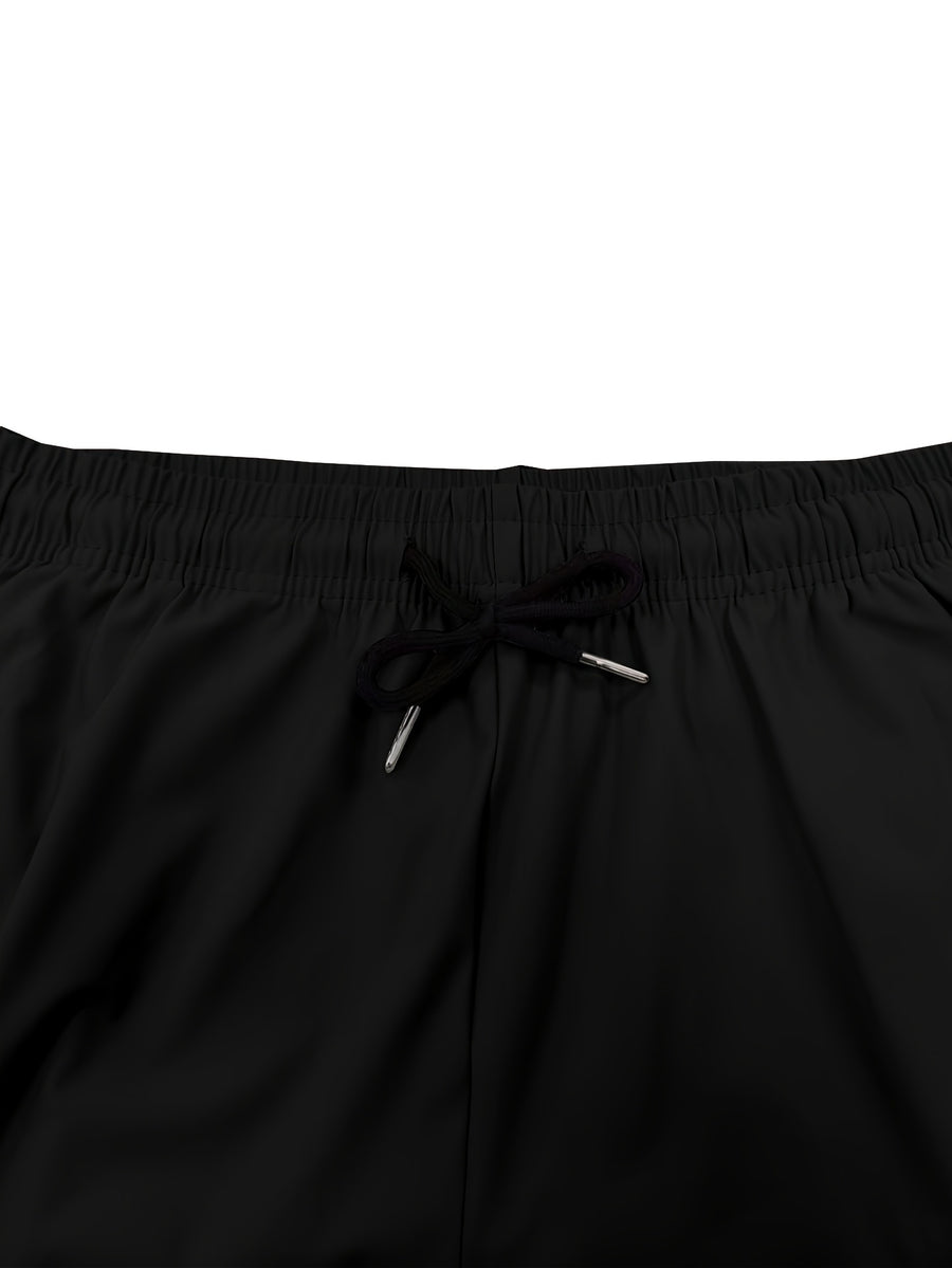 Women's Summer Casual Cropped Shorts with Elastic Waist, Drawstring, Zipper Pockets, Y2K Print, Reflective Logo, Lightweight and Breathable Fabric. Suitable for,, Family Travel, Vacations, and Daily Commuting. A Great Gift for Holidays - Black