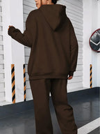 USPA Letter Pattern Printed Women'S Fleece Hoodie And Sweatpants Sports Set for Autumn And Winter. This Pullover Is Machine Washable, Featuring a Comfortable Top Made of Soft Fabric, Perfect for Everyday Wear. The Fleece Design Is Made of 100% - Coffee Brown