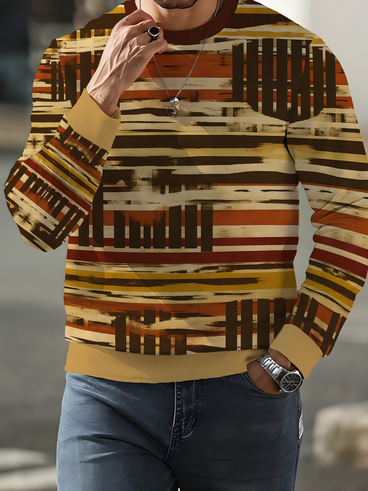 Men's Autumn/Winter New Arrival Long Sleeve Sweatshirt, Casual Streetwear Brand Men's Crew Neck Sweatshirt - Mixed colors
