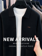 Men's Knitted Cardigan Coat, New Autumn/Winter Arrival, Thickened and Warm, Business Casual, Classic and Versatile, Solid Color Knitwear, Outdoor Leisure, Soft Fabric, Pullover Top MJ - Black