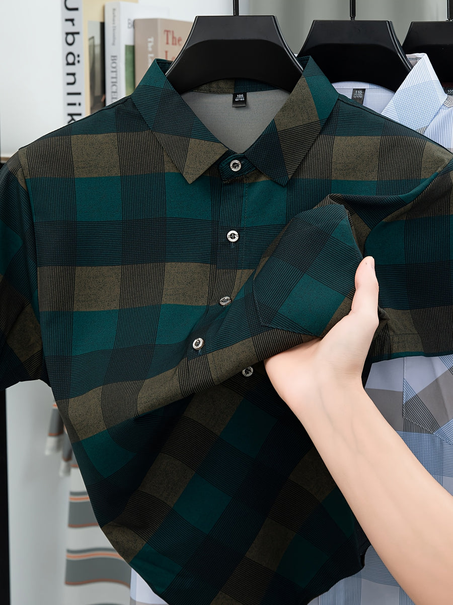 Men's Summer Short-Sleeve Cool Lightweight Trendy Color-Block Shirt - Mixed Color 2