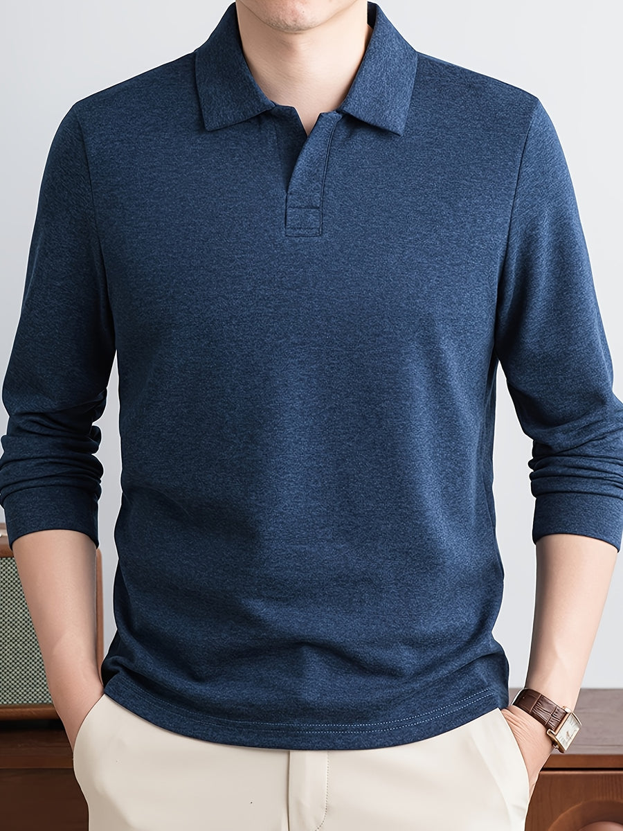 New Autumn/Winter Men's POIO Shirt, Fashionable Casual Long-Sleeve Men's Apparel - Blue