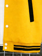 Men's Trendy Baseball Jacket with New York Style NY Letter Graphic Design - Contrast Sleeve Color Block Style - Button Closure with Stretchable Fabric, Versatile and Comfortable Jacket for All Seasons - Suitable for Outdoor Travel, Sports, and Friend - Bright Yellow
