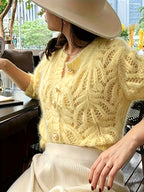 Women'S Cardigan - Single-Breasted Design, Commuting Fashion Choice, Loose Soft And Comfortable, Translucent Fabric, Long Sleeve Style, Casual Autumn And Winter Style, Straight Long Sleeve, Women'S Cardigan Top - Yellow