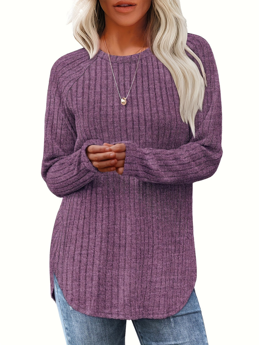 4pcs Set Women's Fashion Top, Autumn/winter Basic Style, Loose and Elegant Round Neck Long-sleeve Pullover - Mix color 5