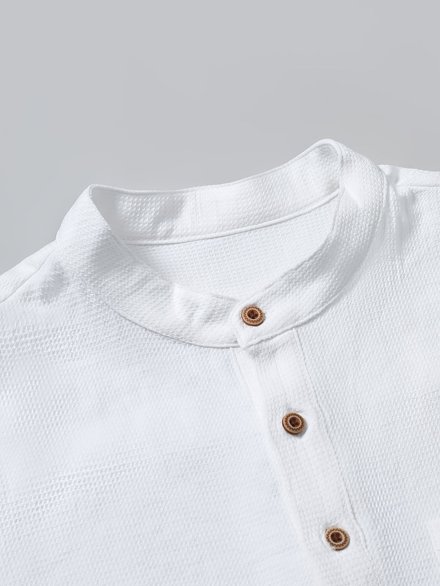 Men'S Casual Solid Color Daily Shirt - Retro Loose Long Design with Chest Pocket, Hand Wash Or Dry Clean - Refined Men'S Layering Piece - Comfortable Fit, Durable And Fashionable, Suitable for Casual Or Formal Occasions in Any Season - White