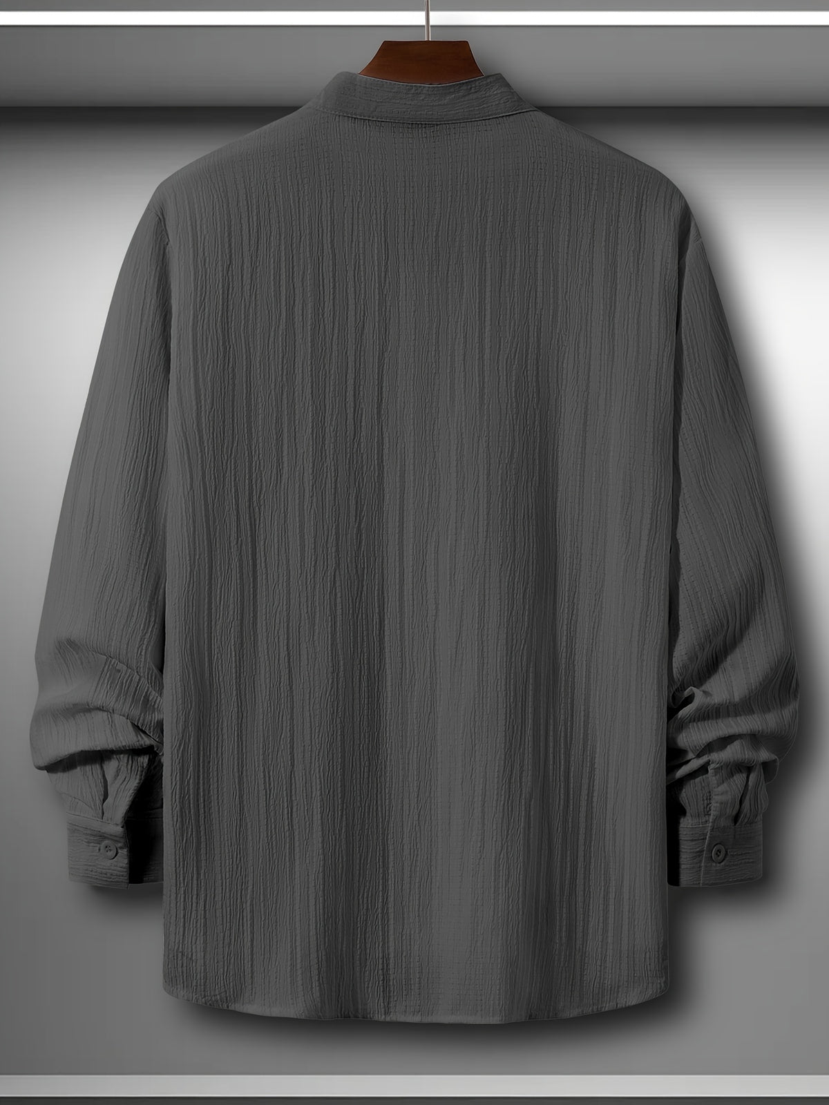 [Pearson OBM] Men'S Comfortable Long Sleeve Casual Shirt - Party Wear, Lightweight Breathable Stand Collar Button-Up, Versatile for Daily Wear, Activities, And Outings, Fashionable Men'S Clothing for Various Occasions, Street Style - Grey