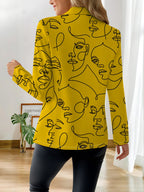 An Elegant Women'S Autumn Ensemble, a Distinctive Outfit Perfect for Outdoor Travel, Featuring a Women'S Top with Exquisite Patterns And Creative Prints, Sophisticated Tailoring, And a Beautifully Crafted Blazer - Mixed colors