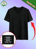Men's High-Quality 100% Cotton V-Neck T-Shirt, Colorfast Washed, Resists Shrinkage and Fading, Solid Color Short-Sleeve Top for Middle-Aged Men, Suitable for Naps, Walks, Home, and Outdoor Wear - Black