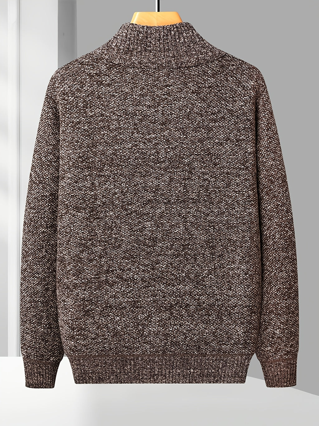 Easy And Casual Men'S Thick Knitted Cardigan, Autumn And Winter Stand Collar Zipper Top Classic Basic Style with Practical Double-Sided Pockets, Basic Style for Daily Wear of Young And Middle-Aged People - Coffee Brown