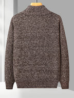 Easy And Casual Men'S Thick Knitted Cardigan, Autumn And Winter Stand Collar Zipper Top Classic Basic Style with Practical Double-Sided Pockets, Basic Style for Daily Wear of Young And Middle-Aged People - Coffee Brown