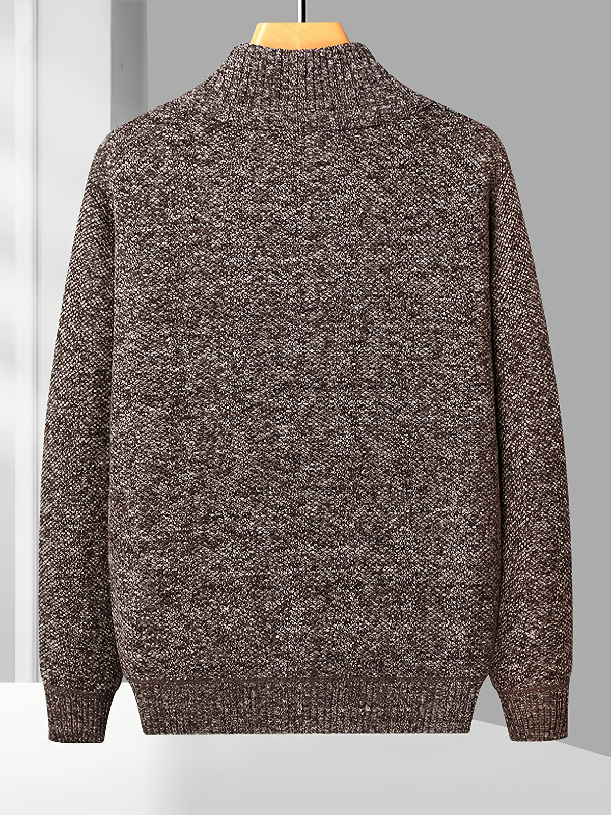 Easy And Casual Men'S Thick Knitted Cardigan, Autumn And Winter Stand Collar Zipper Top Classic Basic Style with Practical Double-Sided Pockets, Basic Style for Daily Wear of Young And Middle-Aged People - Coffee Brown
