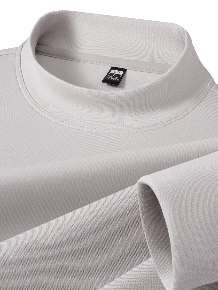 Autumn/Winter New Style Solid Color Half-Turtleneck Lyocell High-Quality Long-Sleeve Knit Base Layer, Versatile and Warm Men's Sweater, Skin-Friendly, Comfortable, Durable, and Breathable Men's Top, Cold-Proof Pullover FL27 - Light Grey