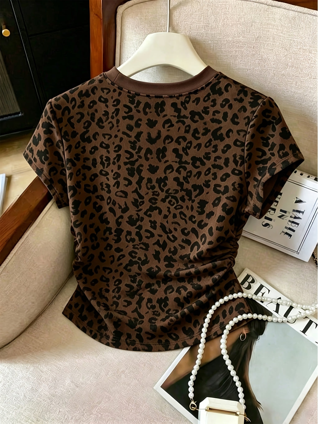 Ladies Fashion Summer Casual Leopard Print T-Shirt - Mixed colors