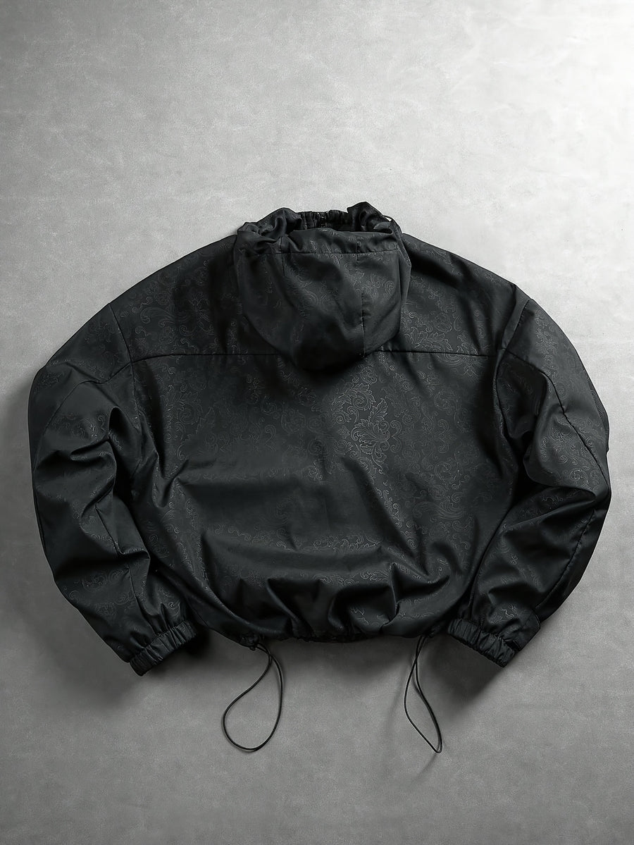 Men'S Spring Autumn Bomber Jacket with Drawstring Hood And Zipper Cardigan, Drawstring Hem Thin Jacket Casual Trendy Outerwear - Black