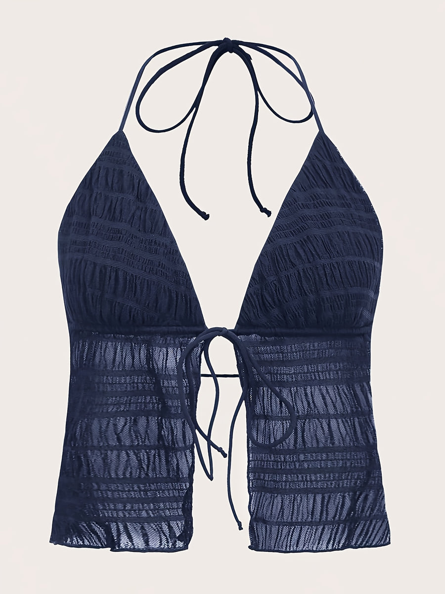 Women'S Fashion Elegant Casual Mesh Cami - Navy Color