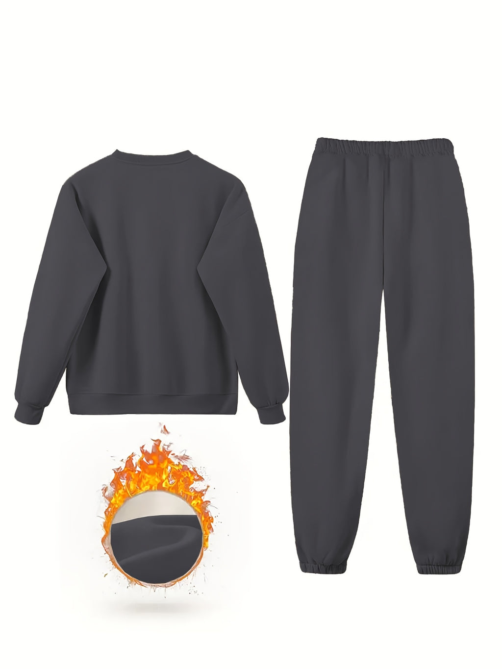 PUAIA Logo, Autumn/Winter Long Sleeve And Pants 2pcs Set, Sweatshirt Ankle-Cinching Trousers Easy Casual Home Commute Women'S Clothing! - Dark Gray