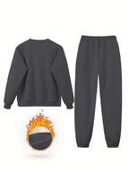 PUAIA Logo, Autumn/Winter Long Sleeve And Pants 2pcs Set, Sweatshirt Ankle-Cinching Trousers Easy Casual Home Commute Women'S Clothing! - Dark Gray