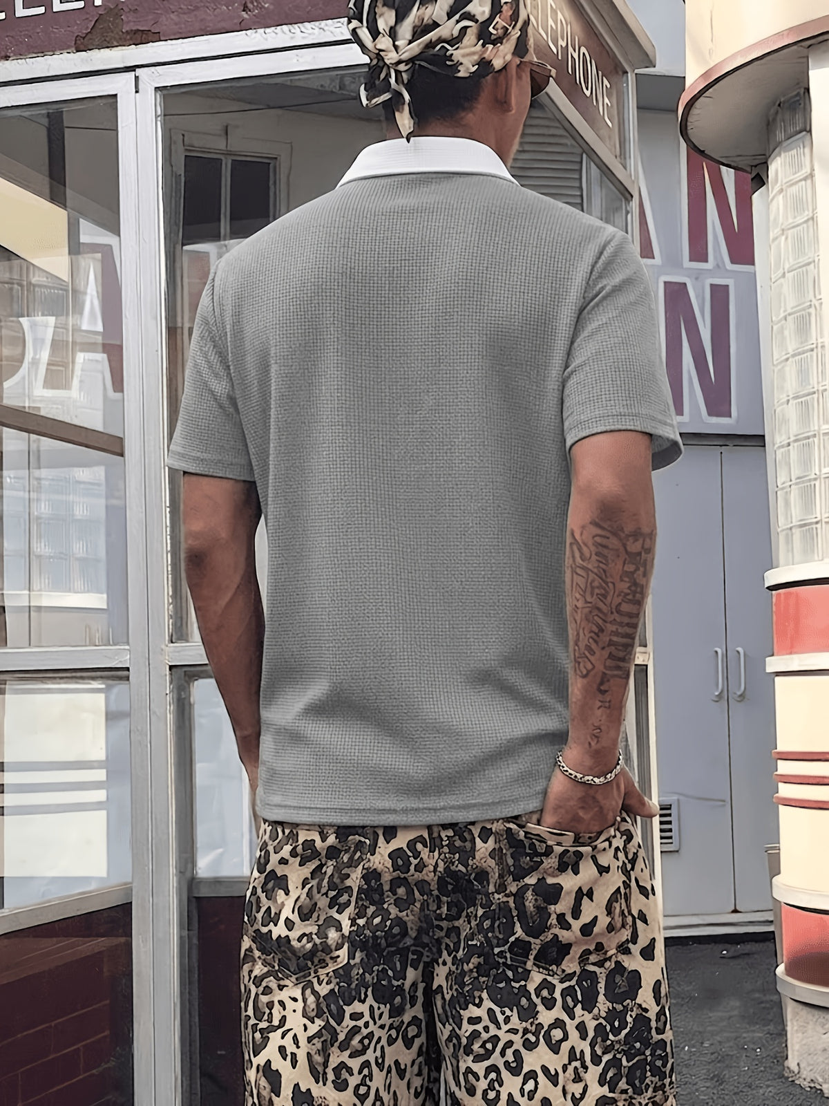 Men'S Summer Contrast Heavyweight Side-Button Short Sleeve Polo Shirt, Precision Stitching Contrast Lapel Breathable Stiff Top, Wrinkle-Resistant Slimming Stylish Fit, Non-Picky Body Shape, Commute Casual Premium Quality Basic Men'S Wear - Grey