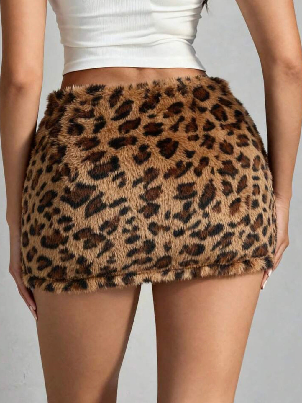 Women's Casual Sexy Trendy Low-Waist Bodycon Mini Skirt, Leopard Print Faux Fabric - Multicolor