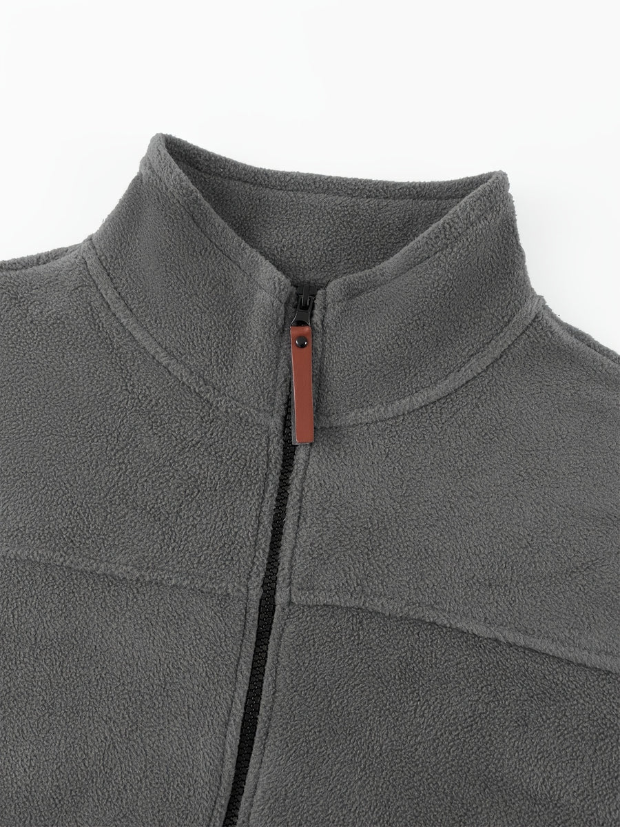 Men's Knitted Zip-Up Cardigan, Autumn/Winter Men's Jacket, Small Stand-Up Collar Design, Can Be Worn Alone or as a Layering Piece, Two-in-One Design with Pockets, Simple and Versatile, Men's Warm Sweater Cardigan - Grey