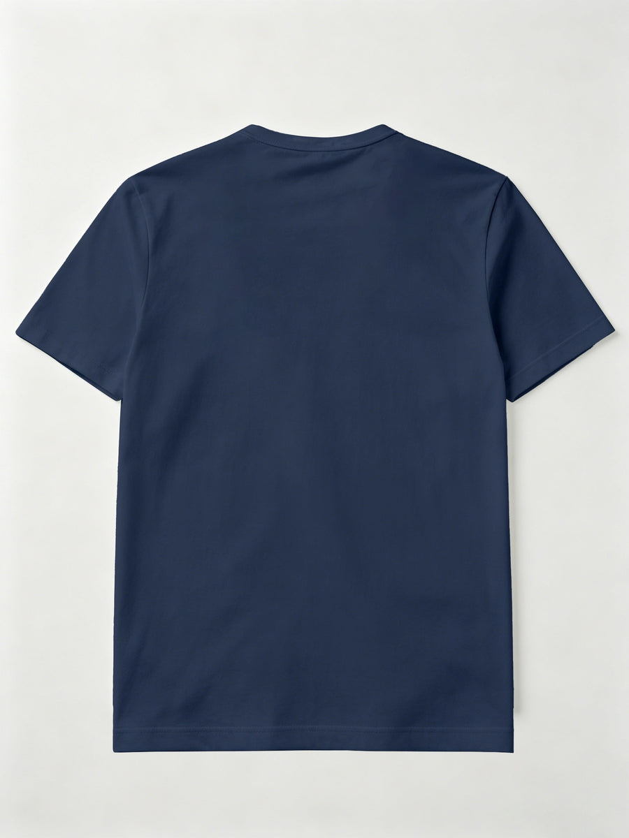 2pcs Set of Men'S Solid Color T-Shirts, Summer Classic Henley Shirts, Suitable for Casual Wear - Navy Color