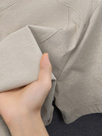 Stand-up Collar Youth Summer Short-sleeve New Style Half-sleeve Top, Pullover Outerwear, Solid Color Versatile Garment - Beige Camel