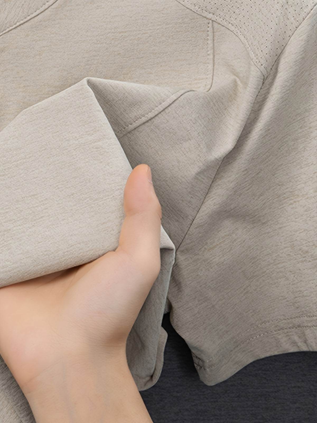 Stand-up Collar Youth Summer Short-sleeve New Style Half-sleeve Top, Pullover Outerwear, Solid Color Versatile Garment - Beige Camel