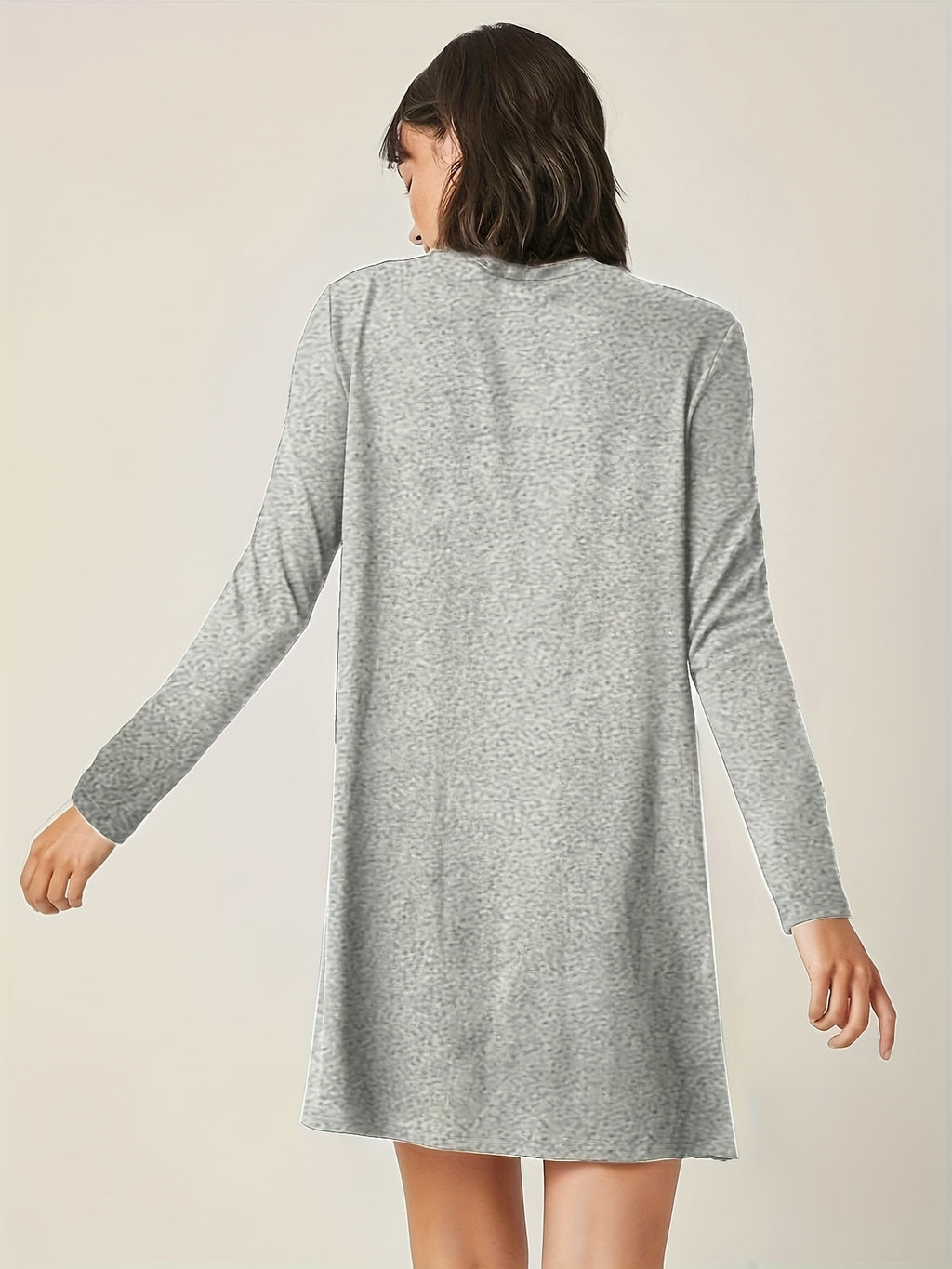 Trendy and fashionable long version of the fashionable casual top, long sleeves, Women's clothing with fashion trend print, spring and autumn style - Light Grey
