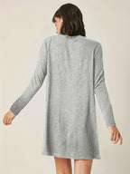 Trendy and fashionable long version of the fashionable casual top, long sleeves, Women's clothing with fashion trend print, spring and autumn style - Light Grey