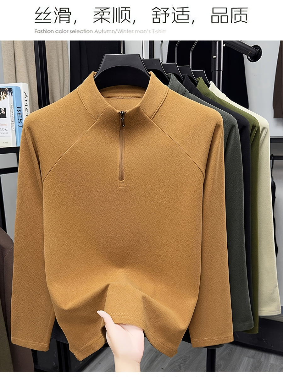 Fathers Day Gift for Men 2026 Early Spring New Half-Zipper Solid Color Men'S Sweatshirt, Easy And Atmospheric Comfortable Breathable, Daily Commute Casual - Orange