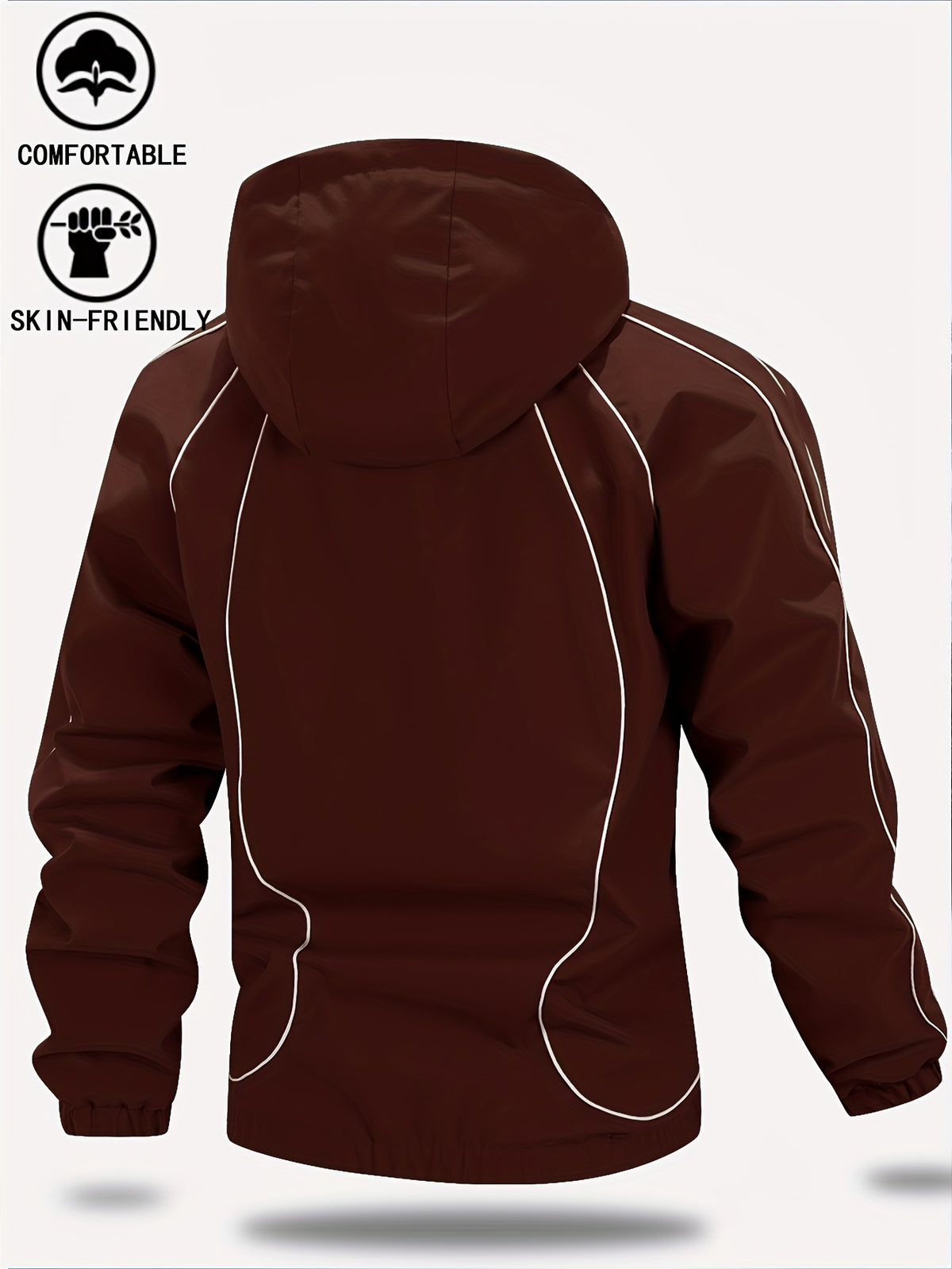 New Autumn/Winter Men's Trendy Hooded Casual Sport Jacket, Loose Fit Fashionable Versatile Jacket with Full-Body Drawstring Design, Outerwear Windbreaker JK5689 - Burgundy
