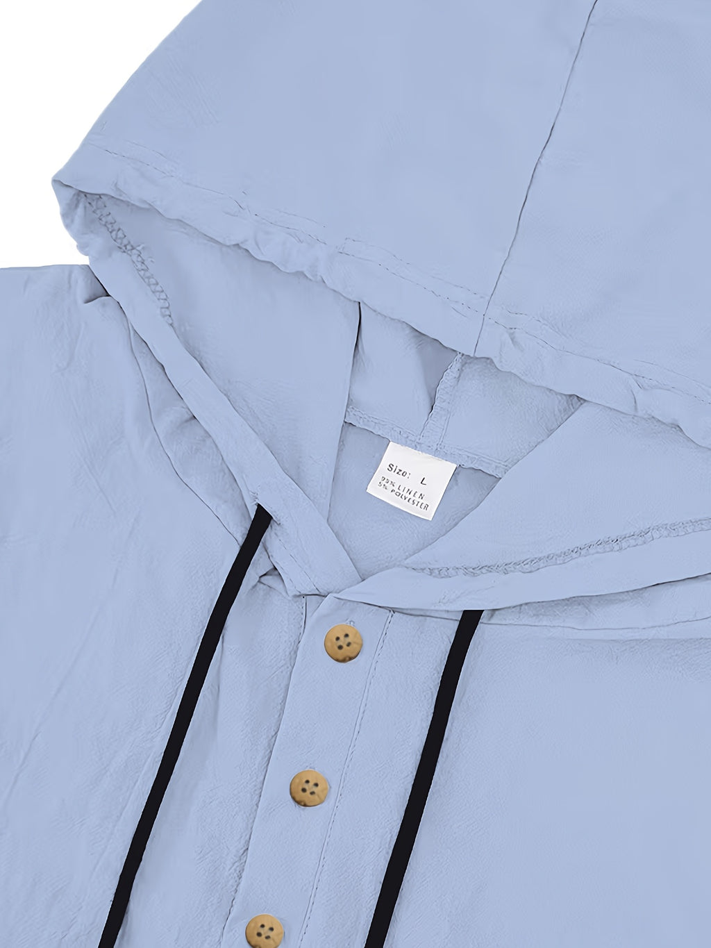 Spring/Autumn Men's Solid Color Half-Zip Hooded Long-Sleeve Single-pc Top, Simple and Comfortable Letter Print Shirt, Streetwear for Outings, Visiting, and Casual Wear - Blue