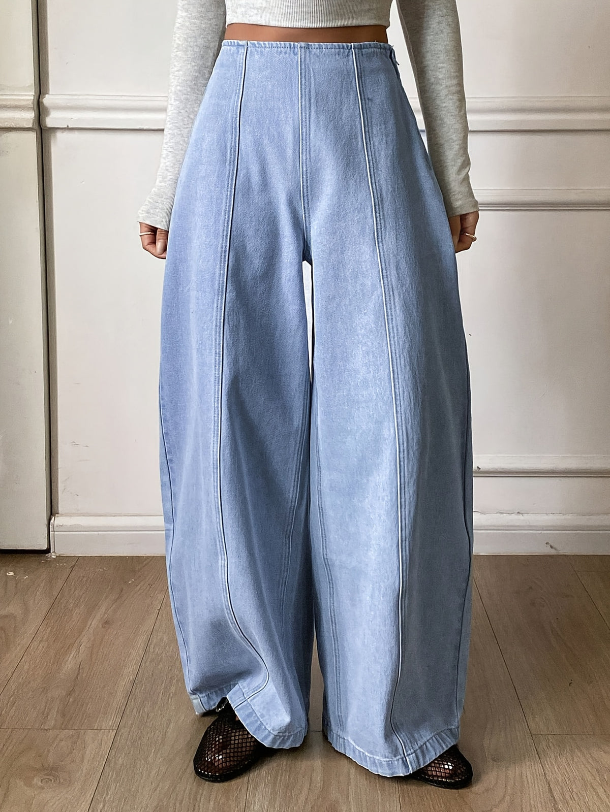 GILIPUR Women's Korean Style Loose Fit Casual Jeans, Small Size - Blue