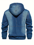 American Size Men'S Autumn And Winter High-Quality Denim Jacket - Blue