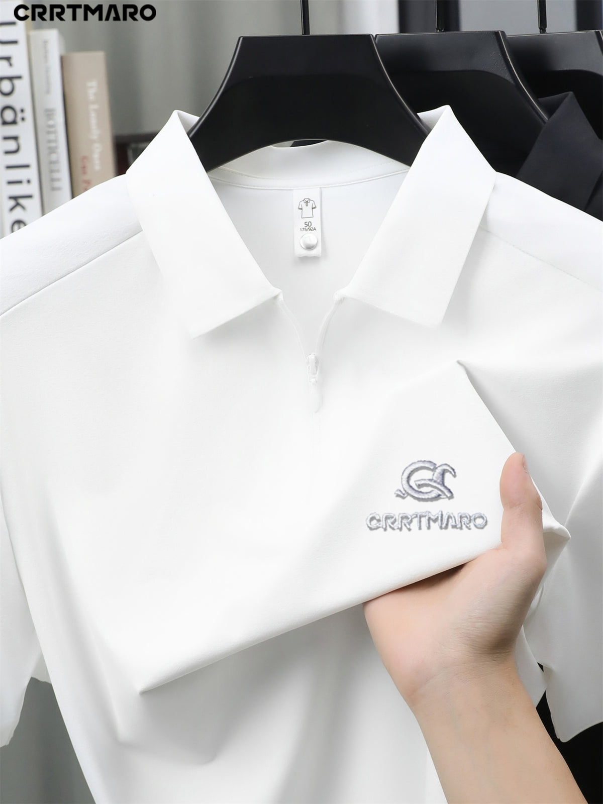 Katemar CRRTMARO New Summer Men's Short Sleeve Polo Shirt, Lapel Simple Business Casual High-End Breathable Half-Sleeve T-Shirt, Men's Apparel JX - White