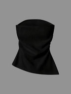 European And American Style Women'S Tube Top, New Pleated Slim-Fitting Split Hot Style Sleeveless Vest for Spring, Summer And Autumn - Black