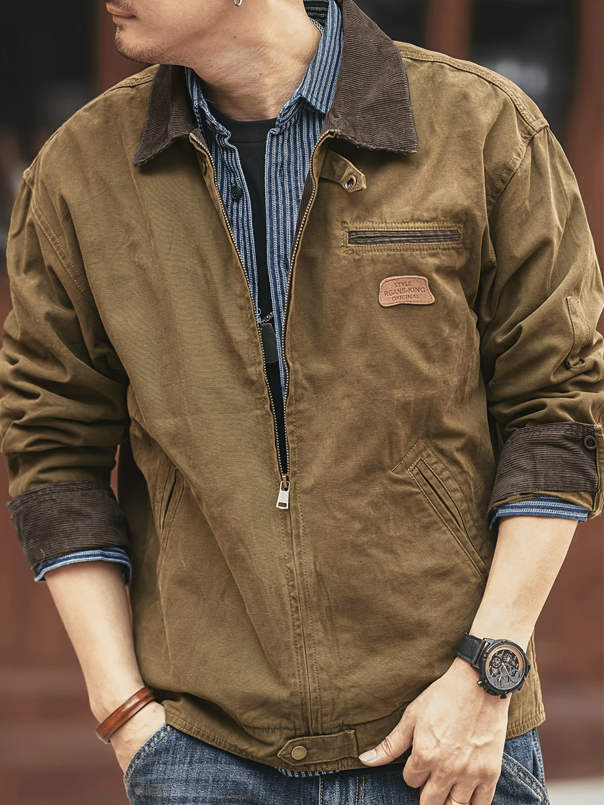 American Retro Heavyweight Cargo Jacket Outerwear Men'S Spring Autumn Washed Jacket New Outdoor Hunting Style Cool Commuter All-Match Jacket - Brown