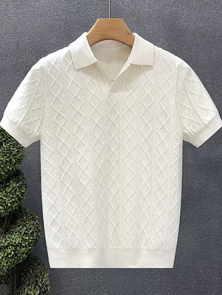 Men'S Knit Pullover Polo Shirt Short Sleeve Men'S Summer Trendy Top Premium Fit Short Sleeve T-Shirt in Stock - White