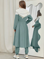 WY260622044 Autumn Women'S Color-Block Hooded Jacket And Pants Set 2pcs Set - Mint Green
