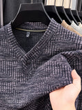 New Men's Long-Sleeve Warm Fashionable Versatile Knit Sweater - Purple