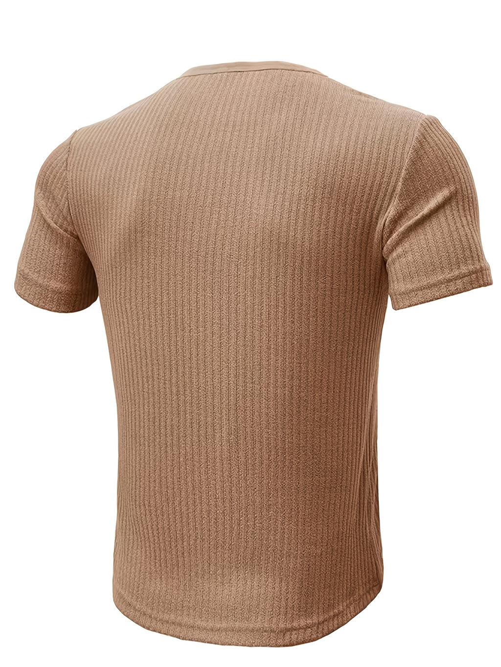 Men's Casual Slim Fit Henry Shirt Short Sleeved T-shirt Moisture Absorption and Sweat Wicking Breathable, Soft and Skin Friendly A Must-have for Summer 2pcs Set for - Khaki With Army Green