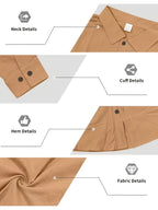 Spring/Autumn Men'S Henley Shirt Linen Long Sleeve, Comfortable And Breathable Fabric, Suitable for Daily Outings, Outdoor Sports, Travel, And Vacation, Lightweight And Breathable Regular Fit with Chest Pocket And Buttoned Cuffs, Ideal for Beach - Light Brown-1