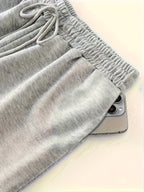 Women's Casual Jogger Pants with Drawstring Waist & Elastic Cuffs - All-Season Comfort Polyester, Trendy Geometric Print Straight-Leg Design for Workouts & Casual Attire, Jogging Pants - Grey