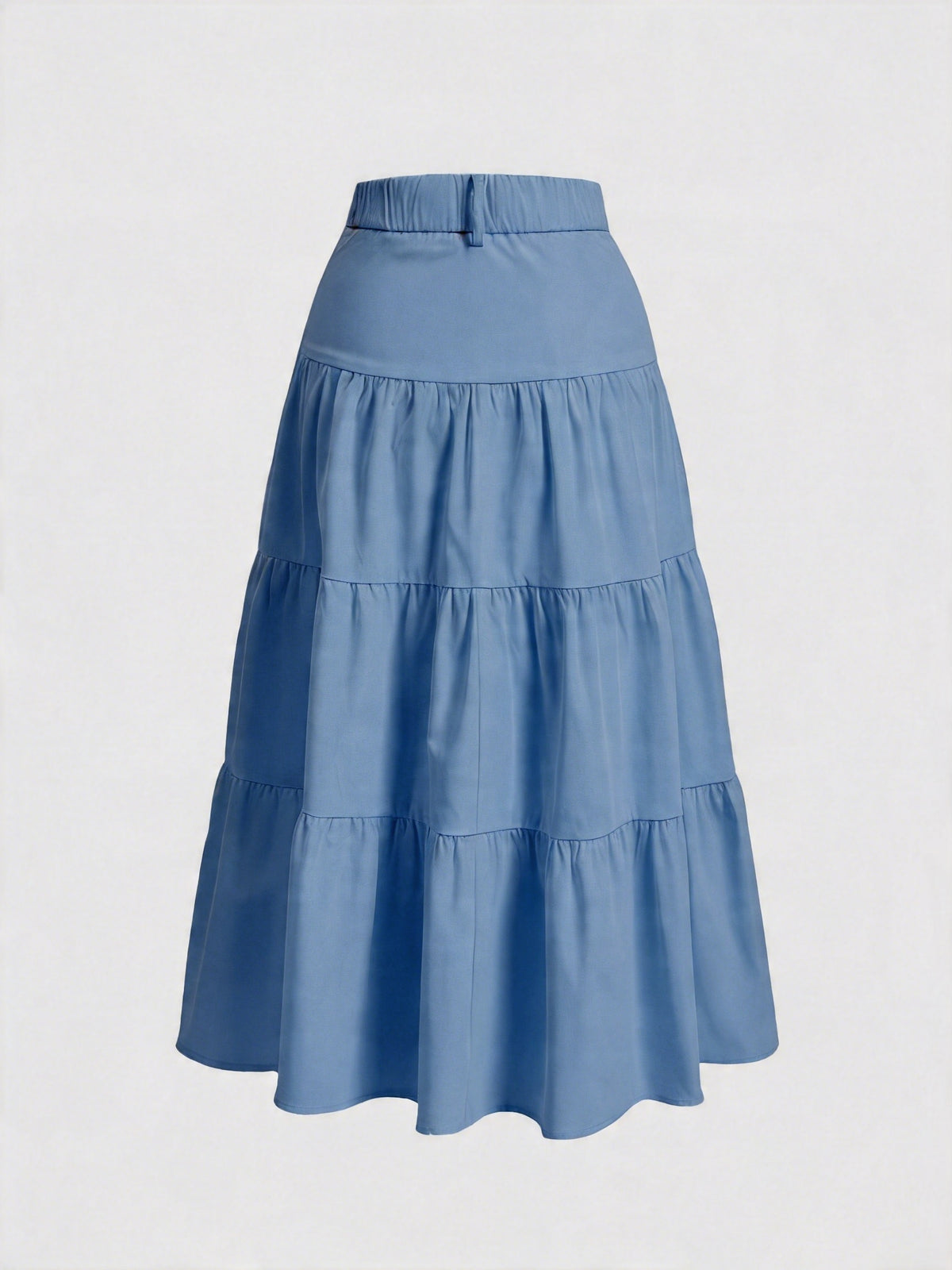 Women'S Solid High-Waist Half Skirt - Blue
