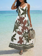 Elegant And Fashionable Bohemian Backless Women'S Dresses, Loose-Fitting Long Dresses, Bridesmaid Dresses, Loose Strapless Birthday And Event Dresses, Holiday Dresses, Bohemian Women'S Clothing, Summer Tropical Dresses, New Women'S Beach Dresses - Green