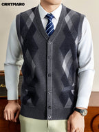 Men's Sweater Vest, Warm Casual Layering Top for Fall and Winter - Medium Gray